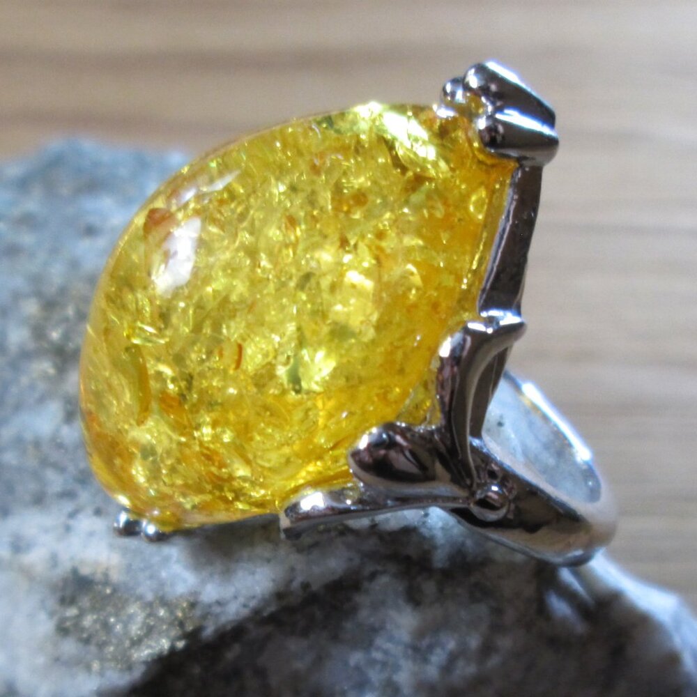 Pressed Baltic Amber Cocktail Ring